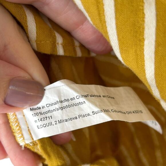 Eloquii Women's Ruffle Sides Bow-Back Stripped 100% Cotton Top Size 14 PLUS - Picture 2 of 4